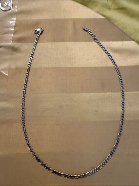 Classic large sterling Silver Figaro Chain Necklace 20 inches